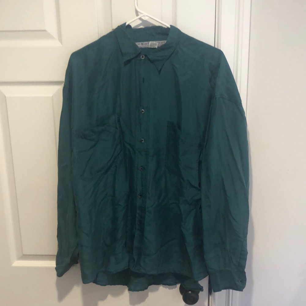 Green silk shirt